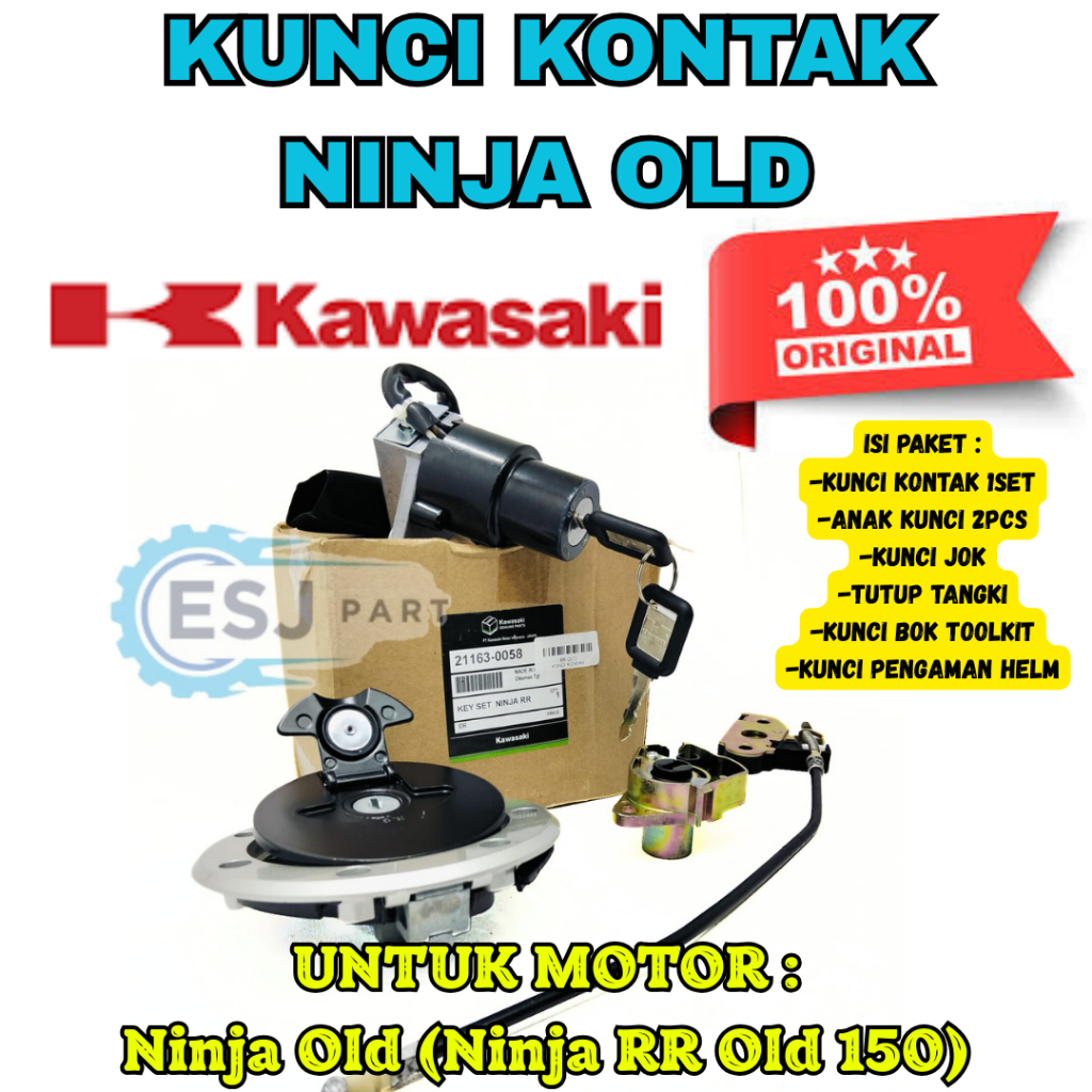 ORI KUNCI KONTAK SET+JOK KODE-NINJA OLD KAWASAKI Ninja Old (Ninja RR Old 150) BERKUALITAS ASLI 100%.