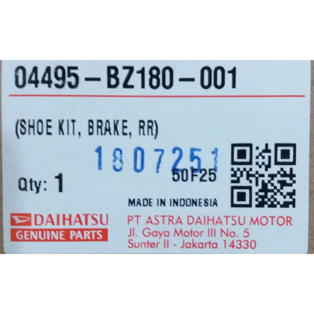 BRAKE SHOE DAIHATSU ROCKY 2021/RAIZE /XENIA 2023 / 04495-BZ180-001