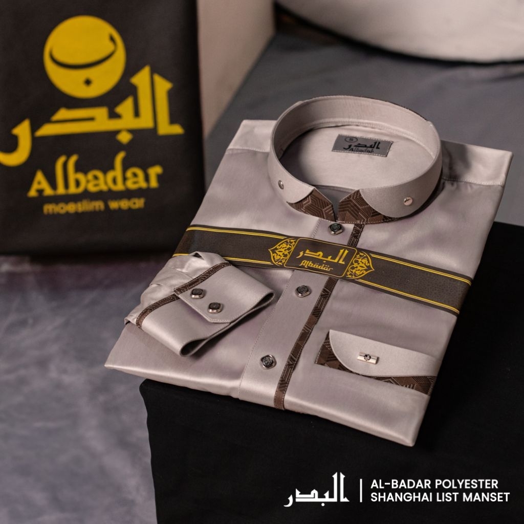 PREMIUM JUBAH GAMIS PRIA ALBADAR POLYSTER MANSET MOTIF SHANGHAI TERBARU/HARAMAIN/ALRAS/ALNOR/QOBAA