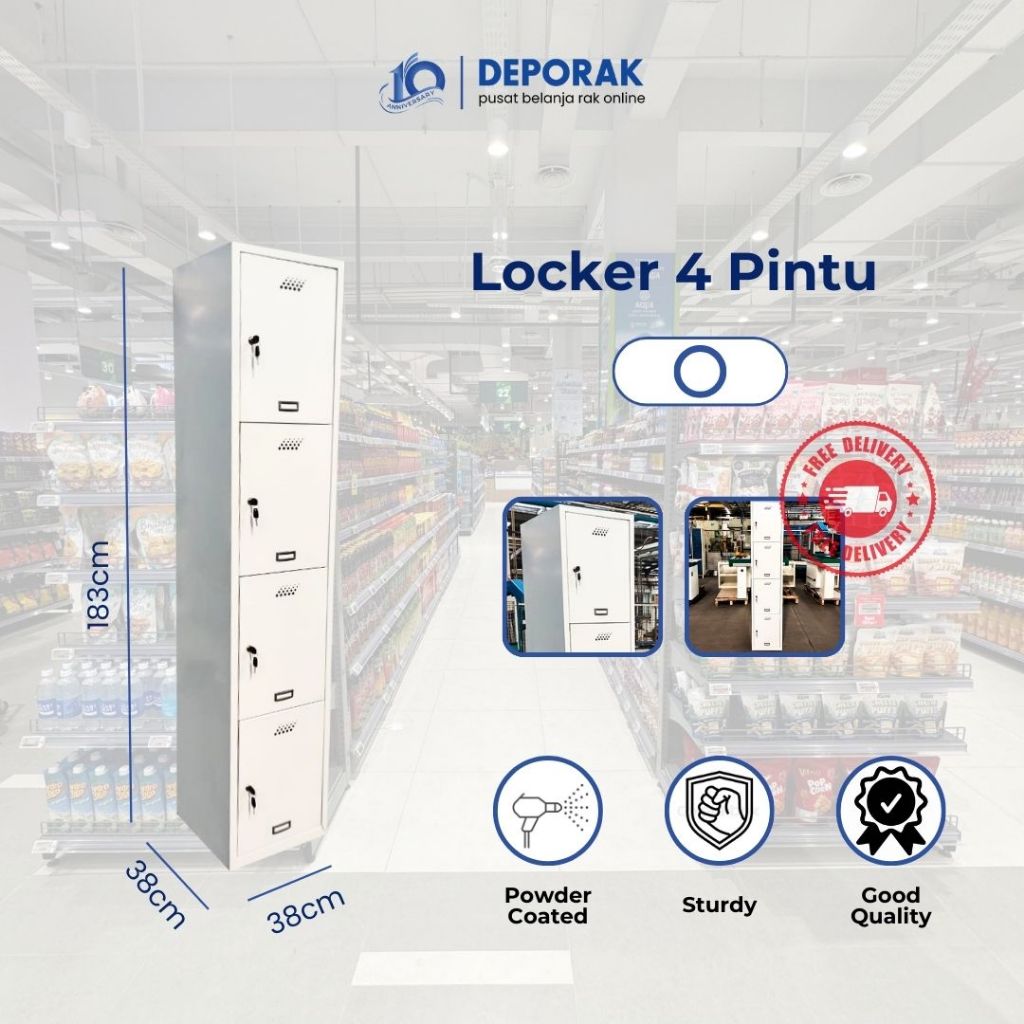 LEMARI LOCKER 4 PINTU /  LOKER / LOCKER /  Loker Besi / Lemari Pakaian / Loker Karyawan / Steel Lock
