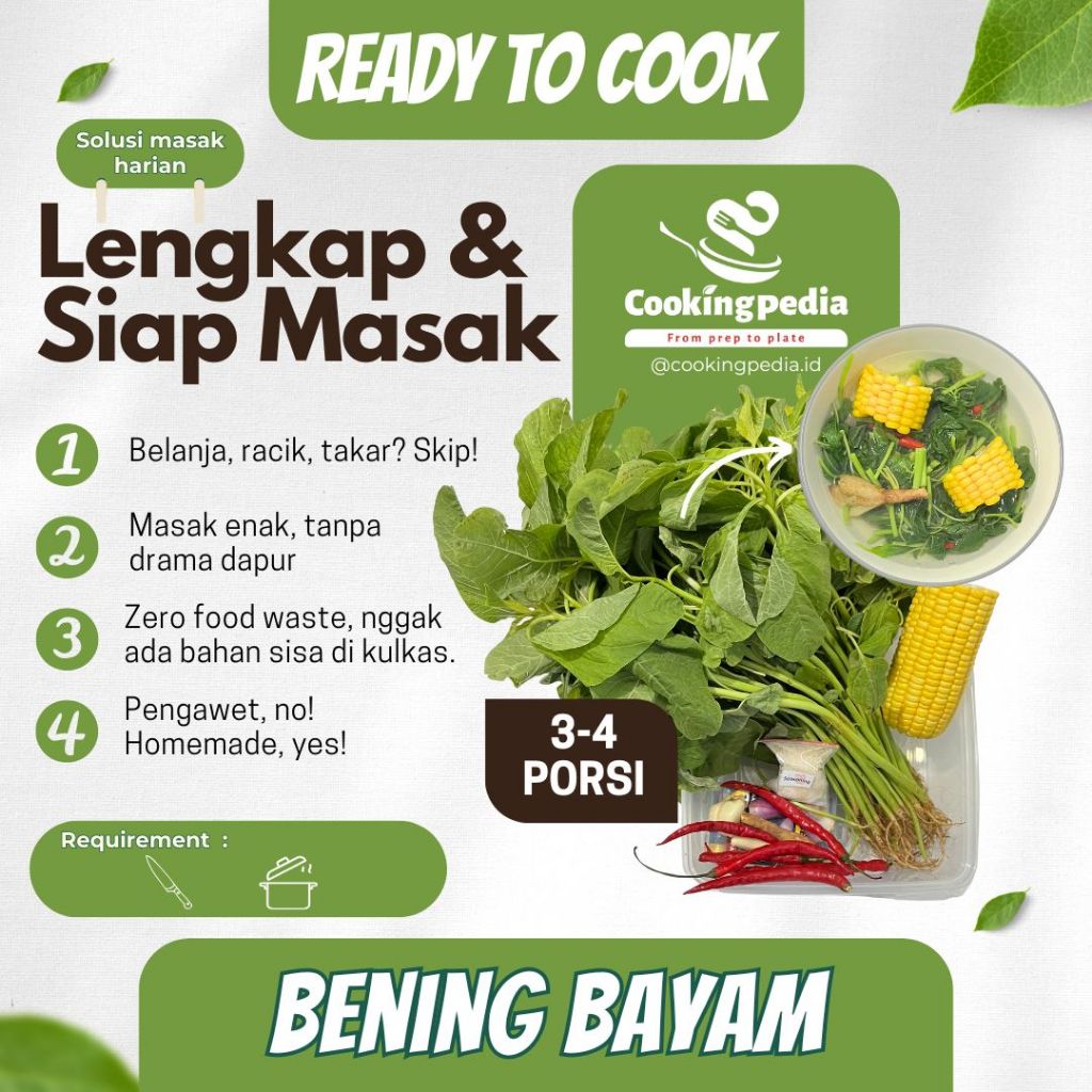 

[Cookingpedia] Paket Masak Bening Bayam Jagung I Bumbu Komplit I Bayam Segar I Higienis I Ready to Cook