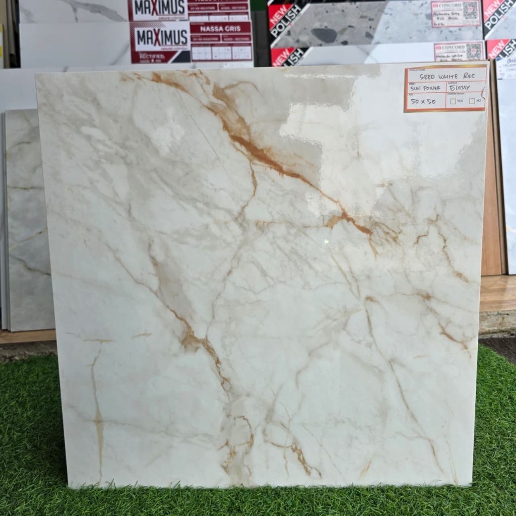 KERAMIK LANTAI 50X50 SED WHITE | GLOSSY | SUN POWER