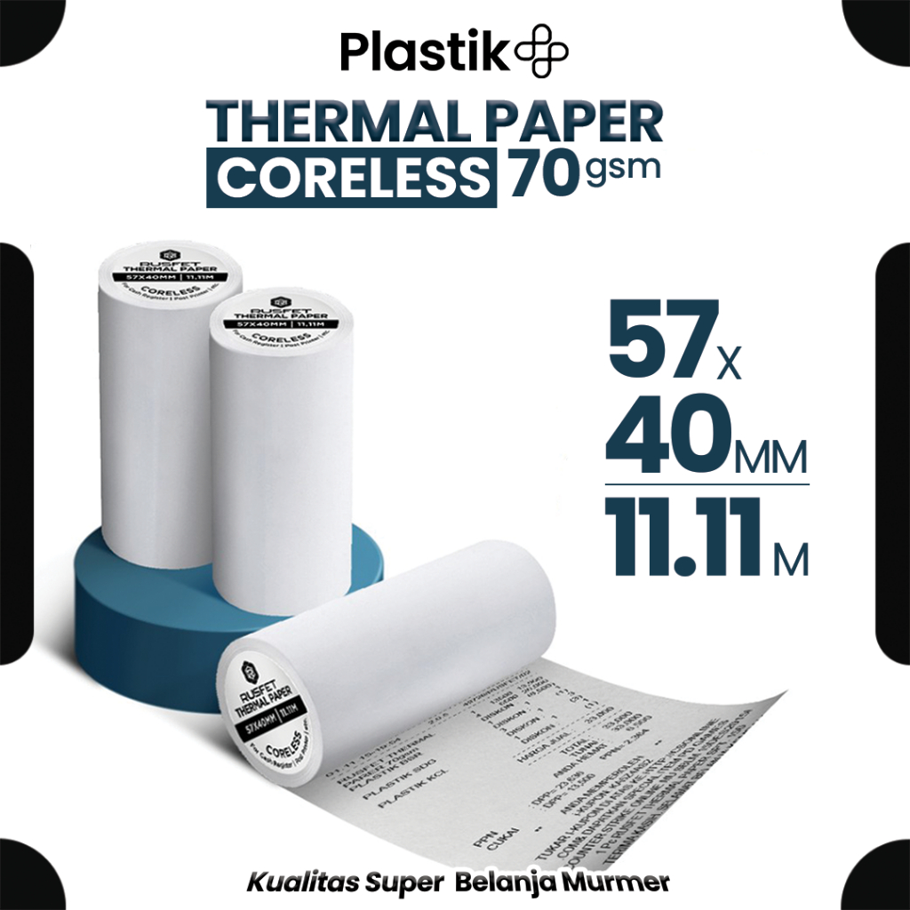 

Kertas Printer Thermal 57mm x 30mm / Kertas Termal Struk Kasir Barcode Mesin EDC POS Harga Satuan