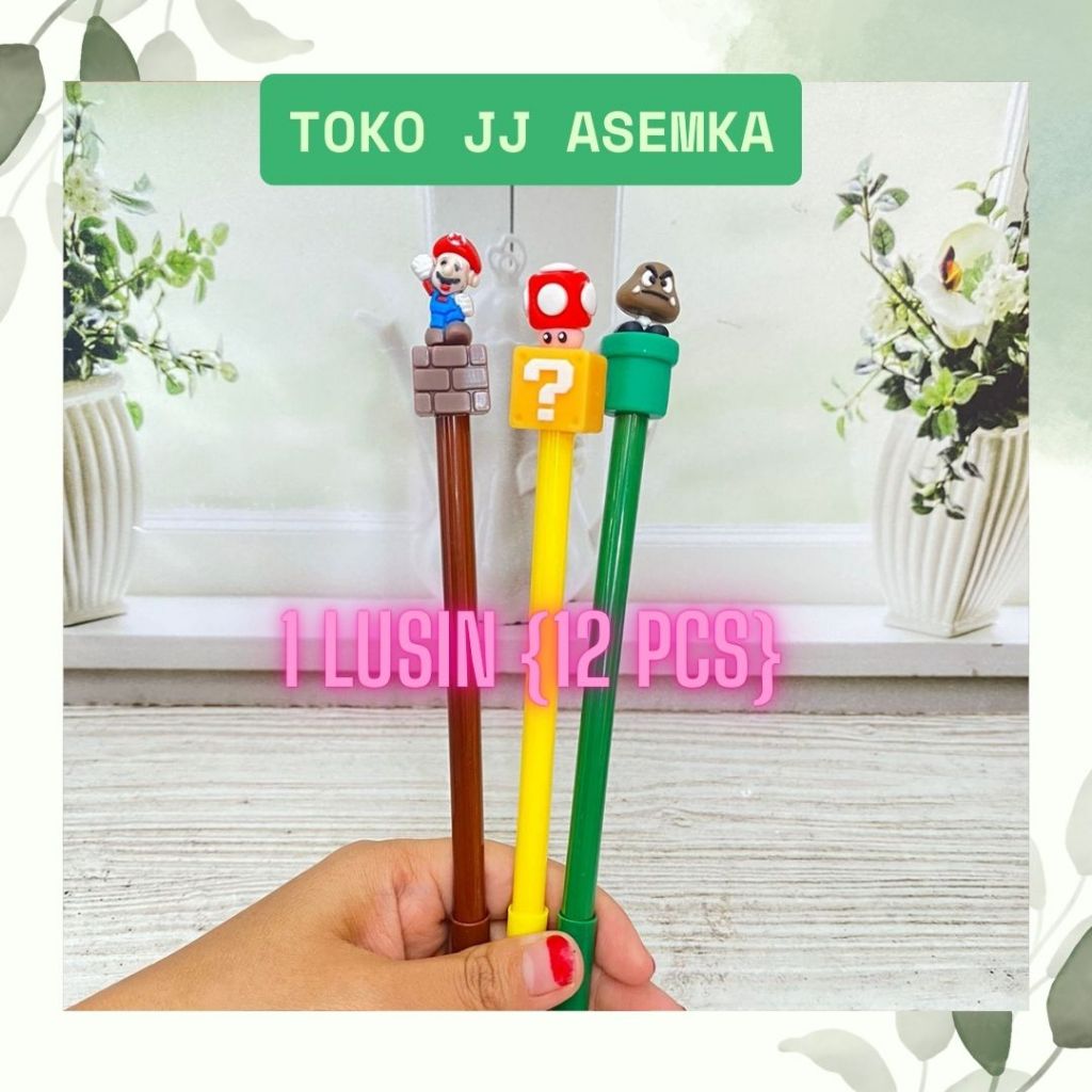 

12 PULPEN GEL MARIO BROSS LUCU UNIK KARAKTER ALAT TULIS SEKOLAH MURAH COD