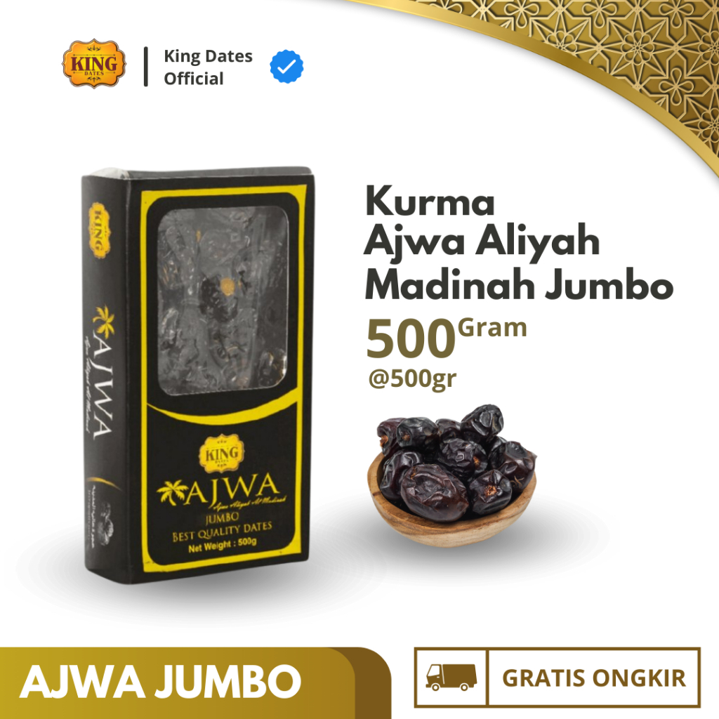 

Kurma King Dates Ajwa Jumbo | Kurma Nabi 500 Gram Fakheera