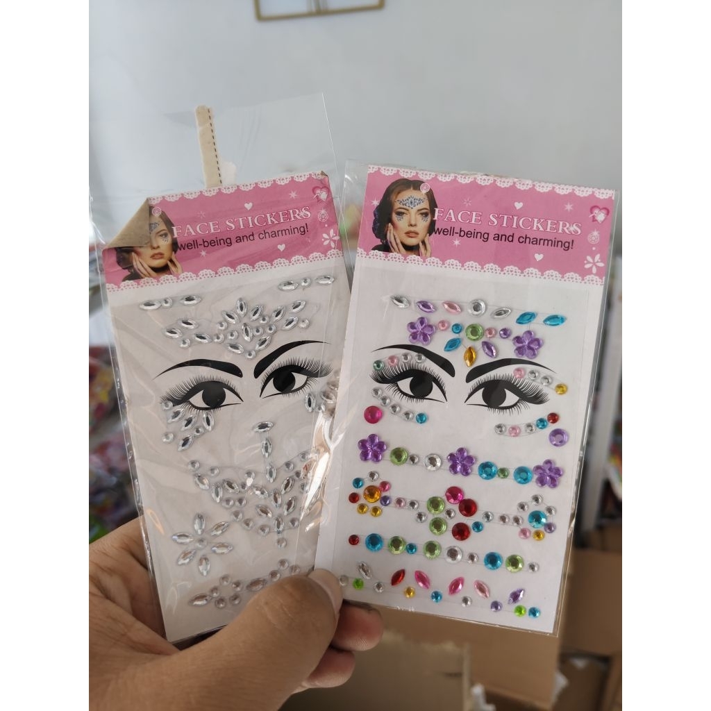 stiker mute wajah / sticker wajah / stiker tempel Sticker Wajah Face Stickers Diamond Timbul Aksesor