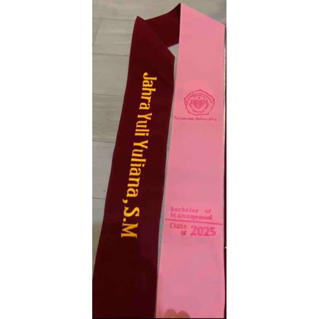 Selempang request 2 sisi bolak balik full bordir Selempang murah Selempang Wisuda