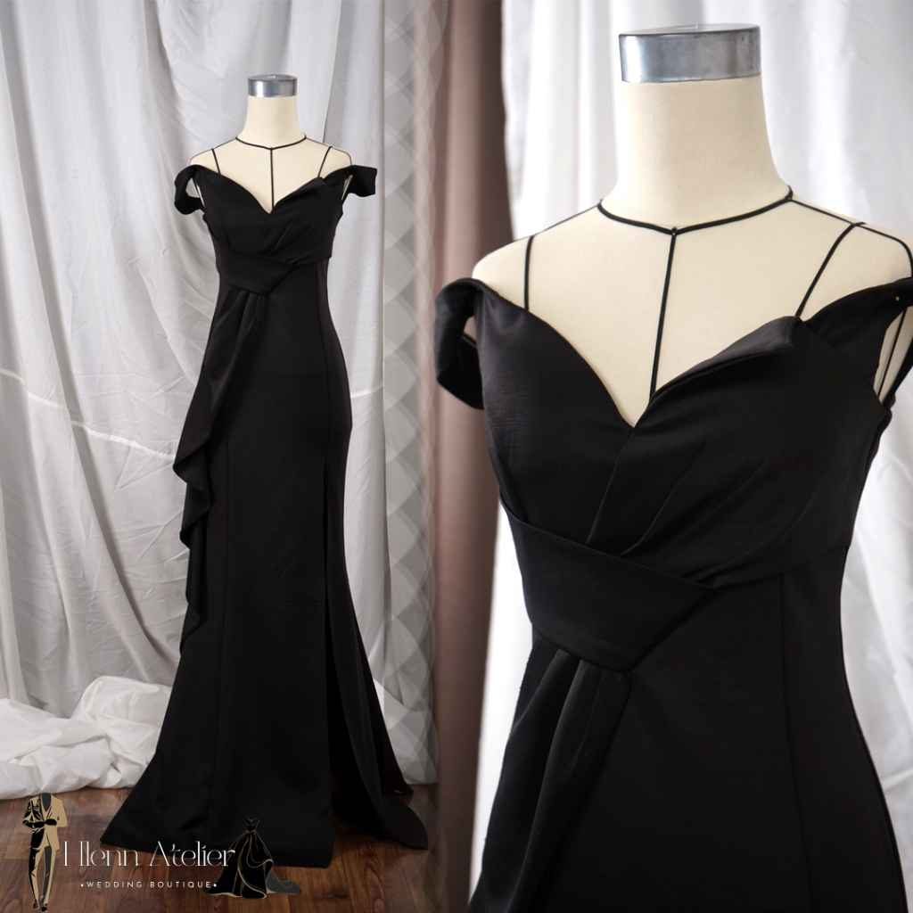 [FOR RENT] Gaun Pesta Hitam Simple/ Black Simple Party Dress B-003