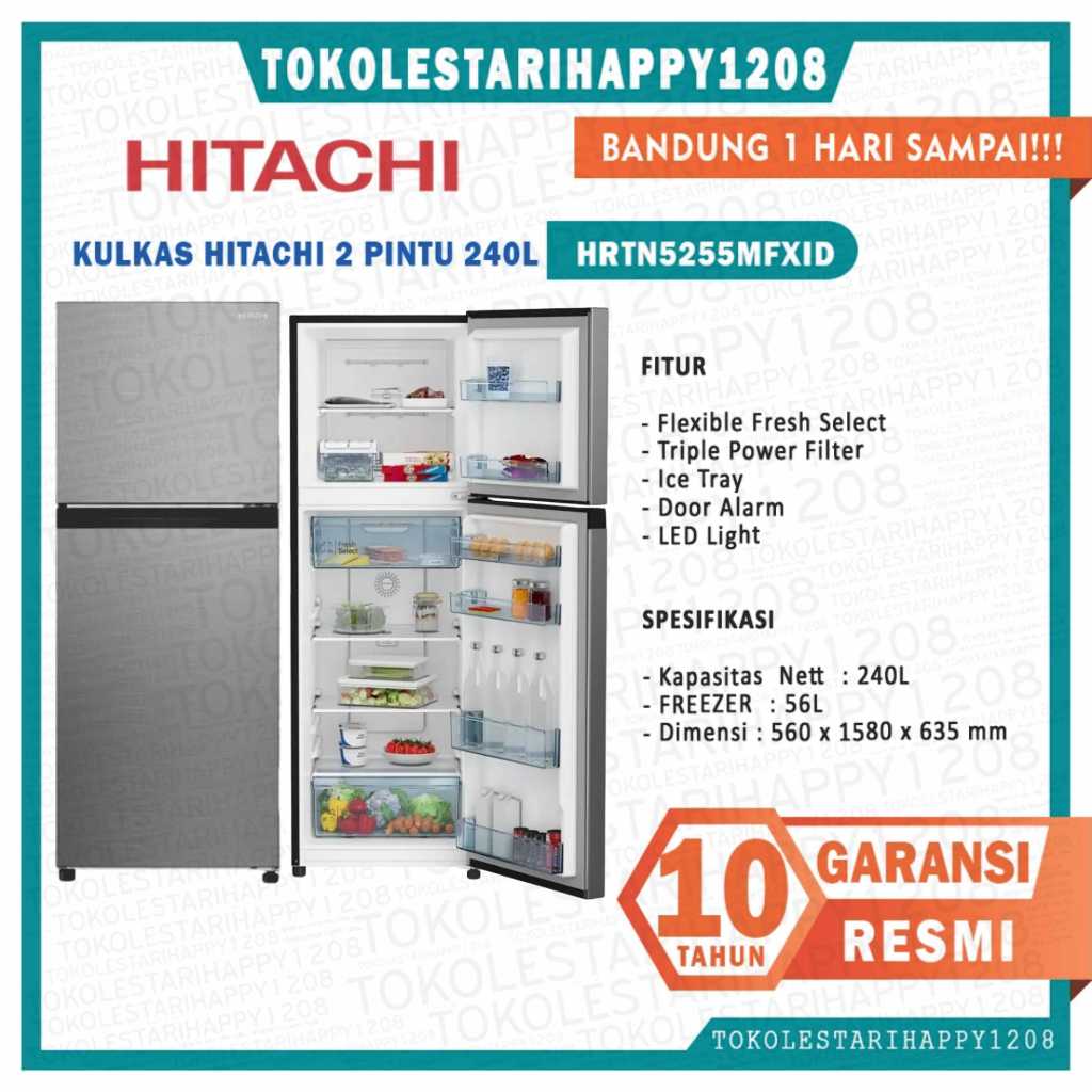 Hitachi Kulkas 2 Pintu 240 Liter HRTN 5255 MFXID
