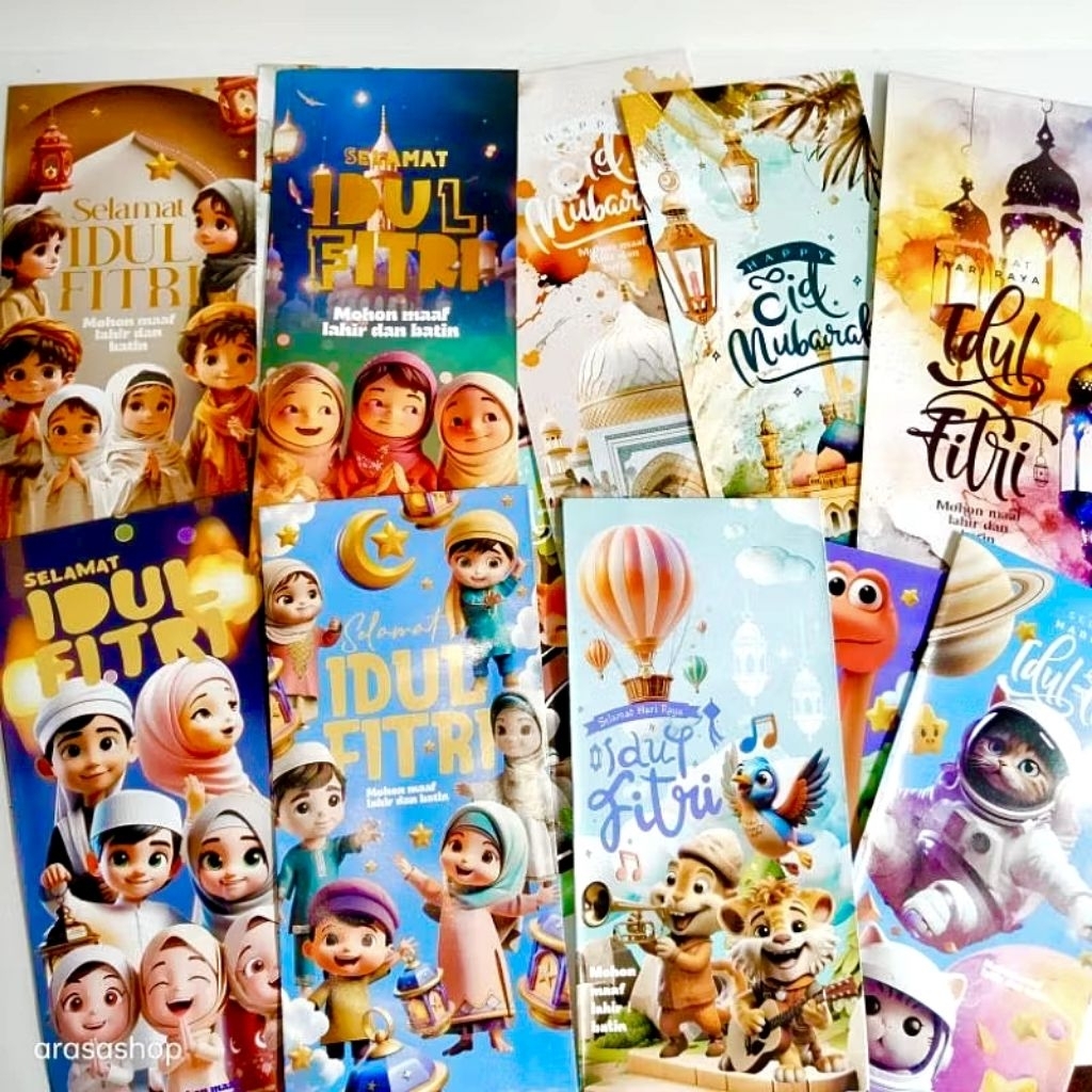 

10 pcs Siap pakai Amplop Lebaran jumbo uang tidak di lipat / Amplop Lebaran Motif lucu jumbo / amplop lebaran viral / angpao idul Fitri