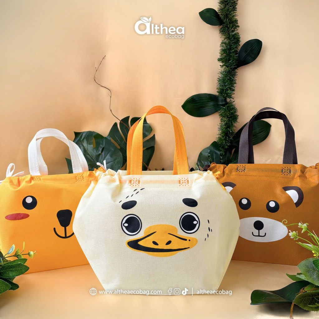 [BISA CUSTOM] Goodie Bag Birthday Tas Spunbond Kotak Nasi Animal Tas Animal Bahan Tebal Tas Birthday