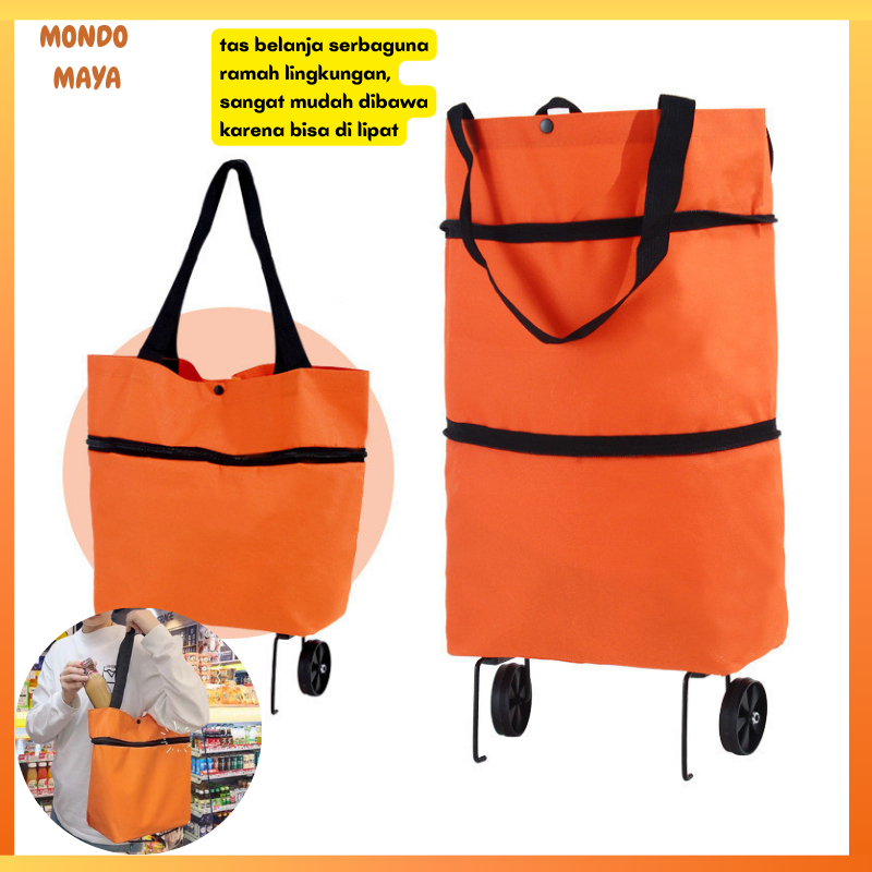 Tas Belanja Lipat Troly Ada Roda Serbaguna Troli Travel Shopping Bag Tas Belanja Ada Roda