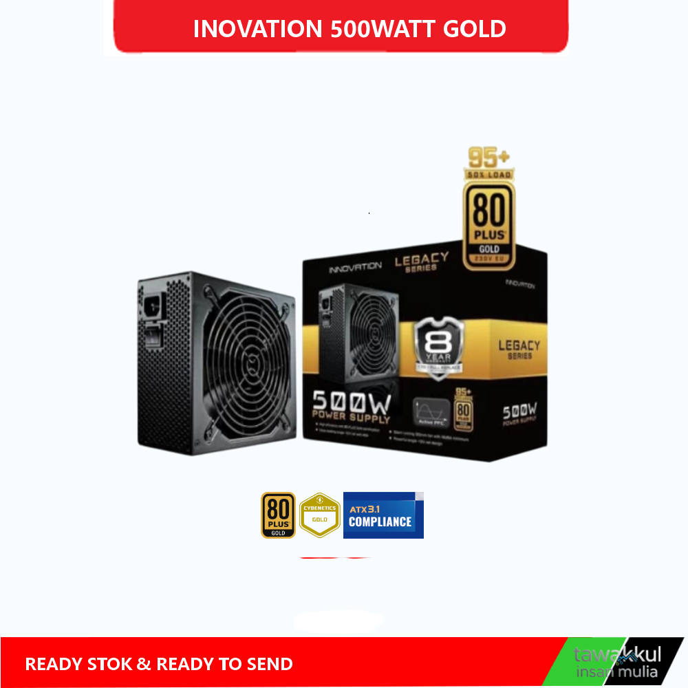 PSU Innovation 500 Watt Gold 80+ Certified Garansi Resmi 8 Thn