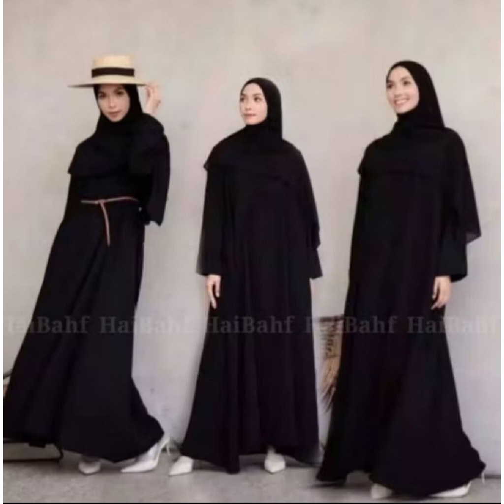 abaya saudi hitam polos premium gamis wanita muslim turki