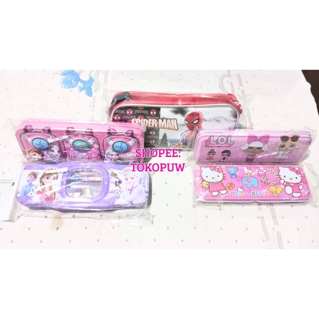 

*TOKOPUW* [READY LANGSUNG KIRIM] Tempat Pensil Anak Pastel Karakter Hell-o Kitty LoL Surprise Frozen Spiderman (Lucu & Imut)