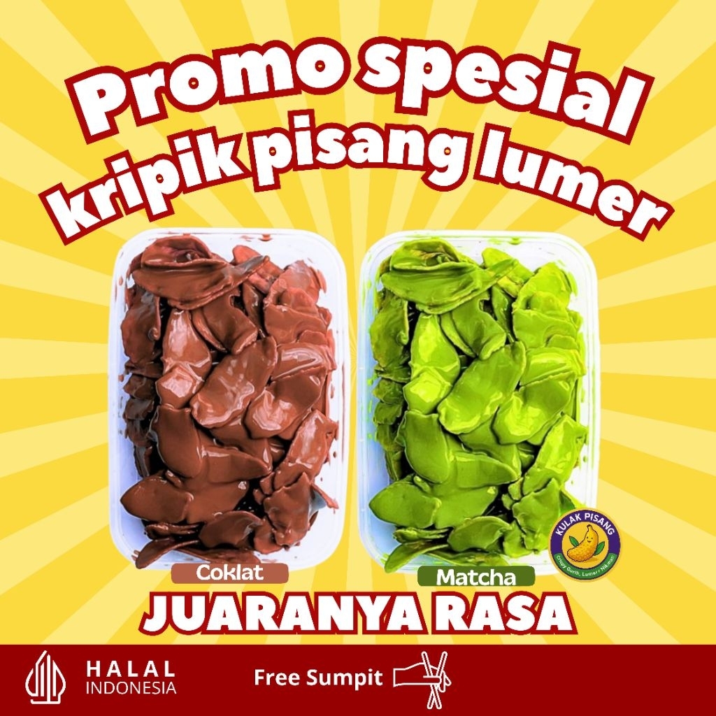 

KERIPIK PISANG COKLAT MATCHA LUMER PAKET BUNDLING BEII 1 GRATIS 1