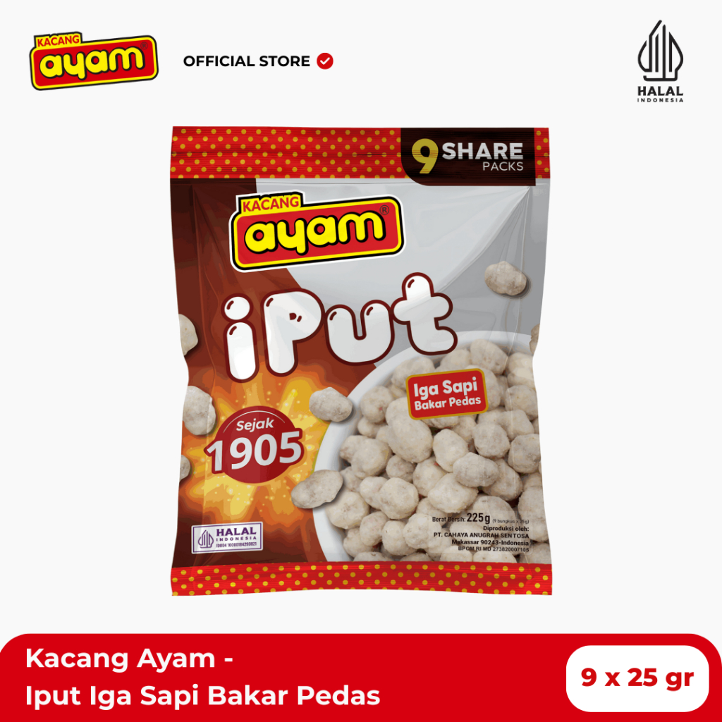 

Kacang Ayam - Iput Iga Sapi Bakar Pedas Share Packs (9 in 1) 225gr