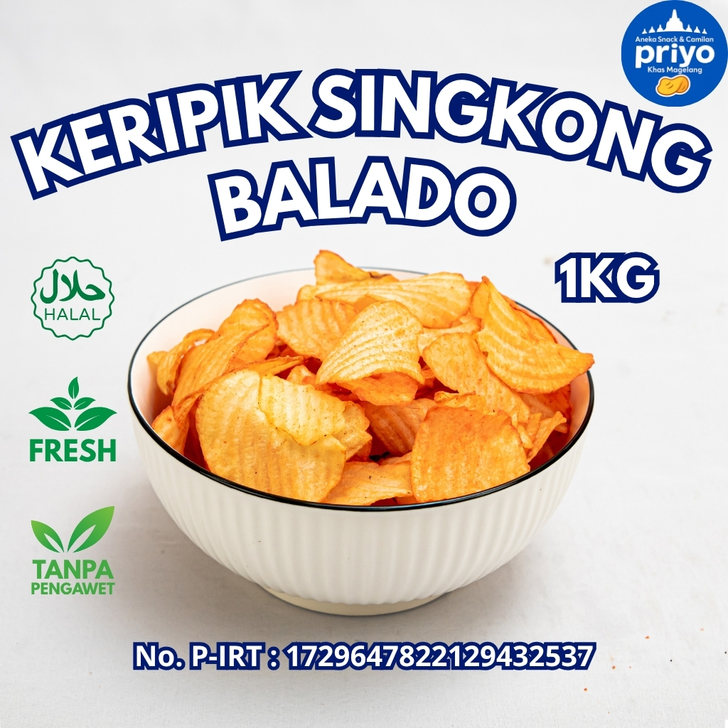 

Keripik Singkong Balado 1Kg Priyo Snack Renyah Pedas Gurih Halal Tanpa Pengawet