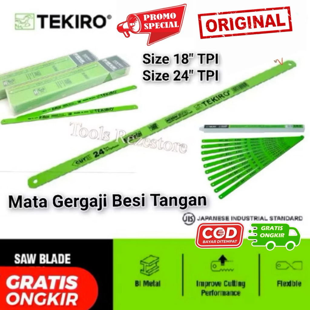 TEKIRO MATA GERGAJI BESI TANGAN 12 INCH ORIGINAL 18 TPI 24 TPI TOOLS ALAT PERKAKAS HACKSAW gergaji t