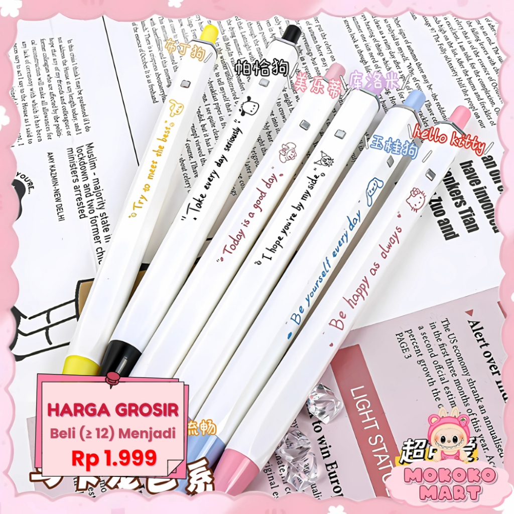 

MM Pulpen Lucu Gel Pena Kucing Carton Lucu Tinta Hitam 0.5mm Aesthetic Alat Tulis Kantor Lucu Unik