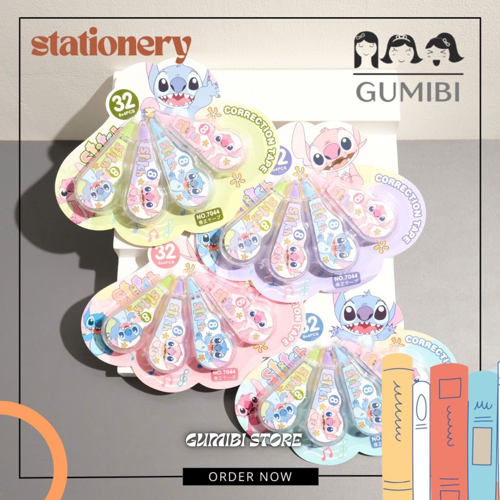 CORRECTION TAPE STITCH TIP EX STITCH 1 SET ISI 4 PCS TIP EX MINI STITCH TIP X PENGHAPUS PULPEN KORTE