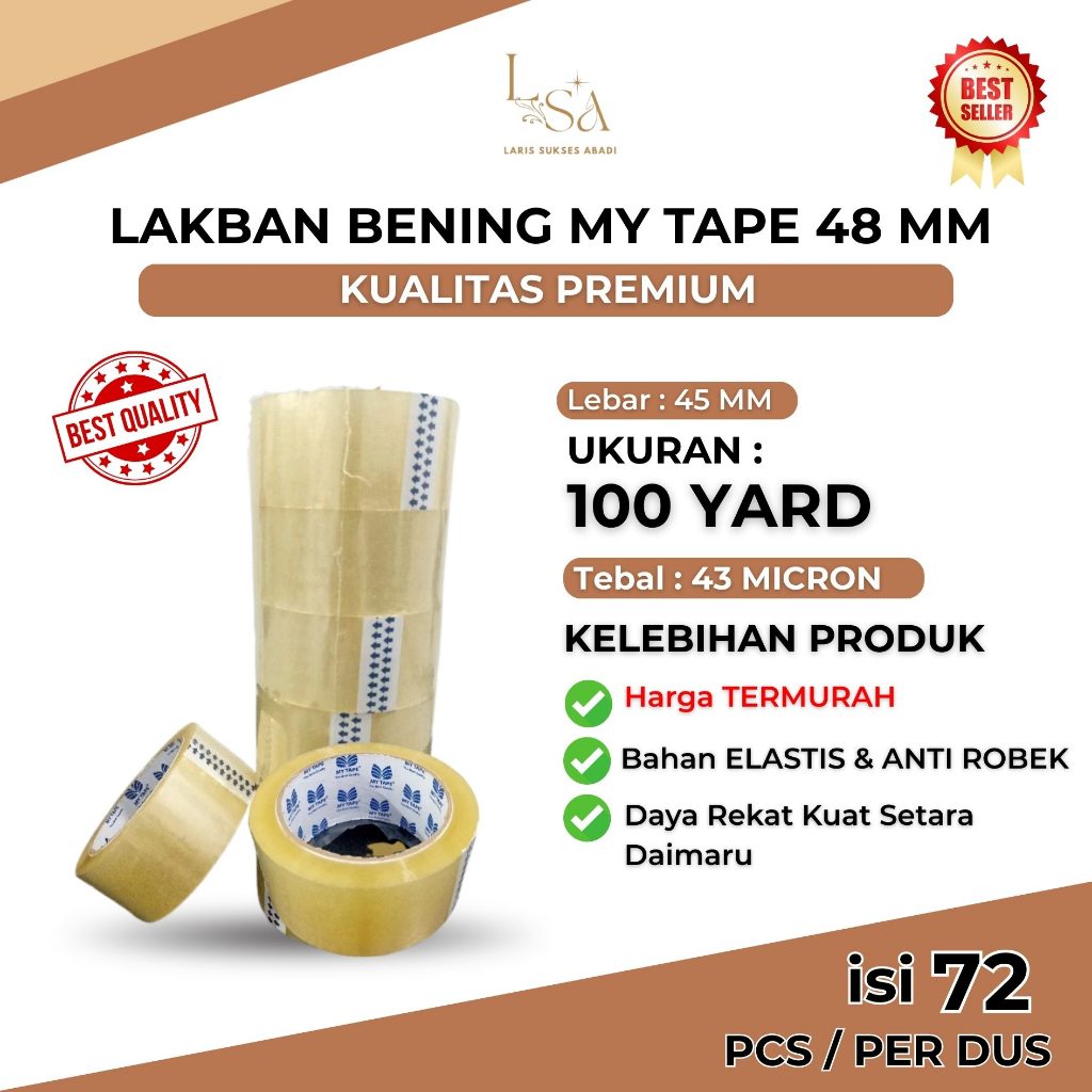 

Lakban Bening My Tape Ukuran 48MM 100 Yard 45 Micron