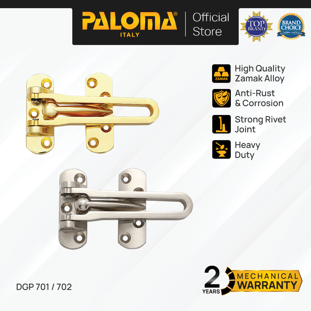 PALOMA Door Guard Penahan Pengaman Pintu Privacy Privasi Zamak Chrome Krom Silver Grey Abu Gold Emas