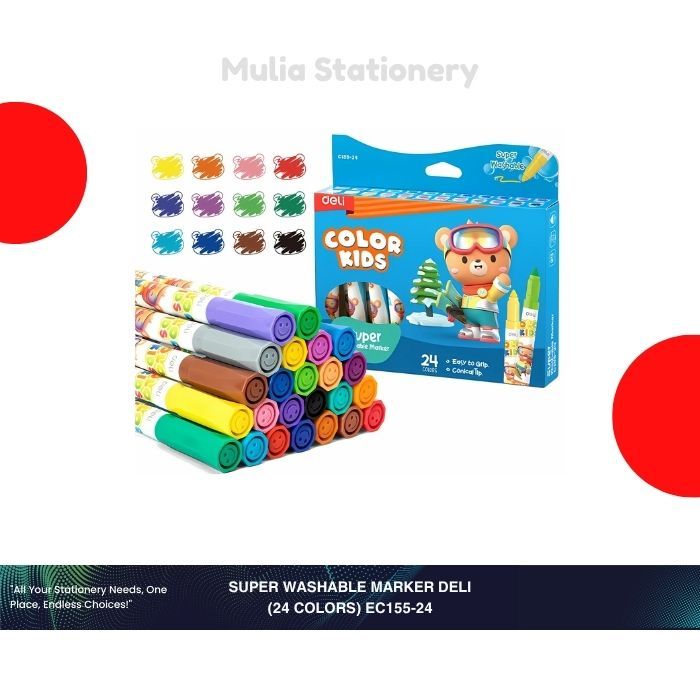 

Washable Marker / Spidol Warna (24 Warna) Deli Mudah Dicuci | Perlengkapan Sekolah & Mewarnai