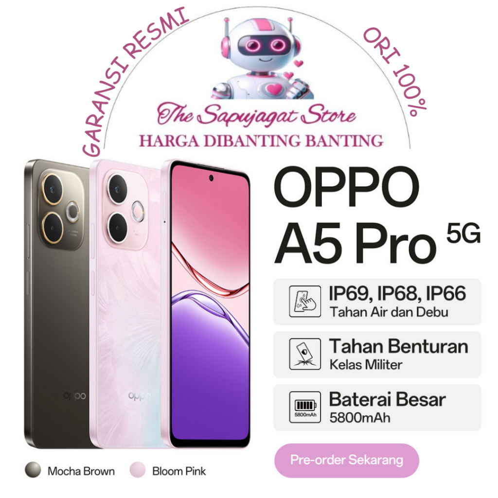 Oppo A5 Pro 5G 8/256 New Garansi Resmi Promo Bandung