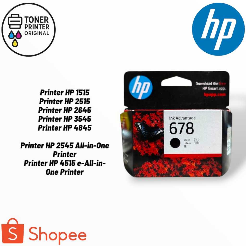TINTA PRINTER HP 678 BLACK ORIGINAL FOR PRINTER 1015,1515,1518,2515,2545