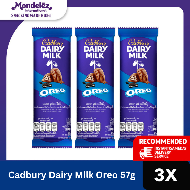 

Cadbury Oreo 57G Multipack 3pcs - Cokelat Susu isi Biskuit dan Krim Oreo | Coklat Milk Camilan Creamy, Lezat, Berkualitas