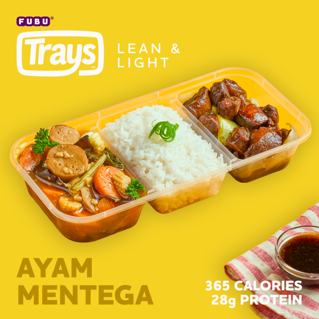 

FUBU Trays - Lean & Light - Ayam Mentega with Capcay and Jasmine Rice - Chinese Butter Chicken Dada Ayam dengan Mixed Vegetables Low Fat Capcai Saus Tiram dan Nasi Rendah Lemak Diet Friendly - Satu Porsi Lauk Instan Siap Makan Frozen Microwave Ready Meal