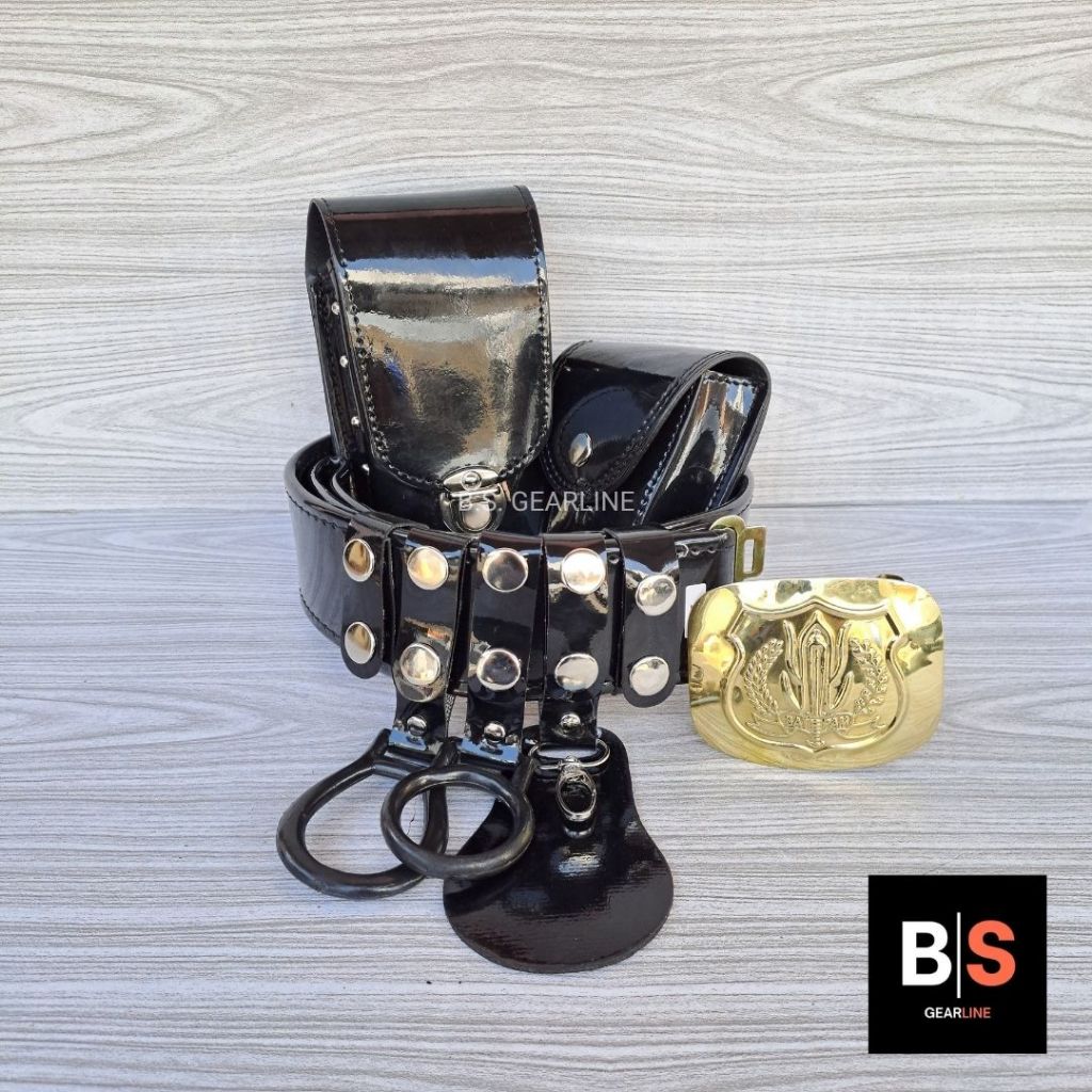 B.S. Gearline Kopel Sabuk Satpam Kulit Kilap Fullset Bangkol Sabuk Satpam / Kopel Satpam Lengkap 1 S