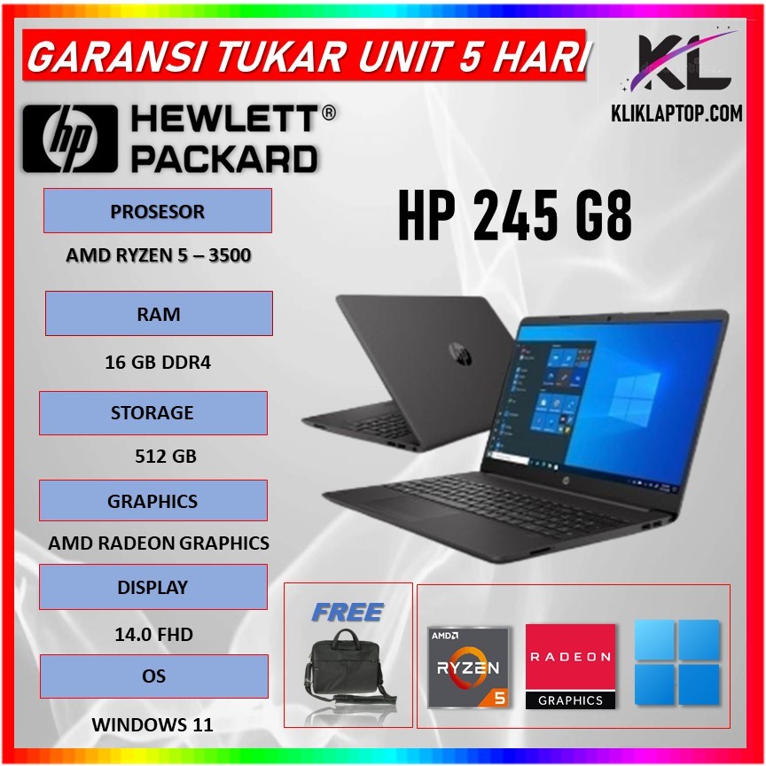 HP 245 G8 RYZEN 5 3500 16GB 512GB Windows 11 14.0 Full HD
