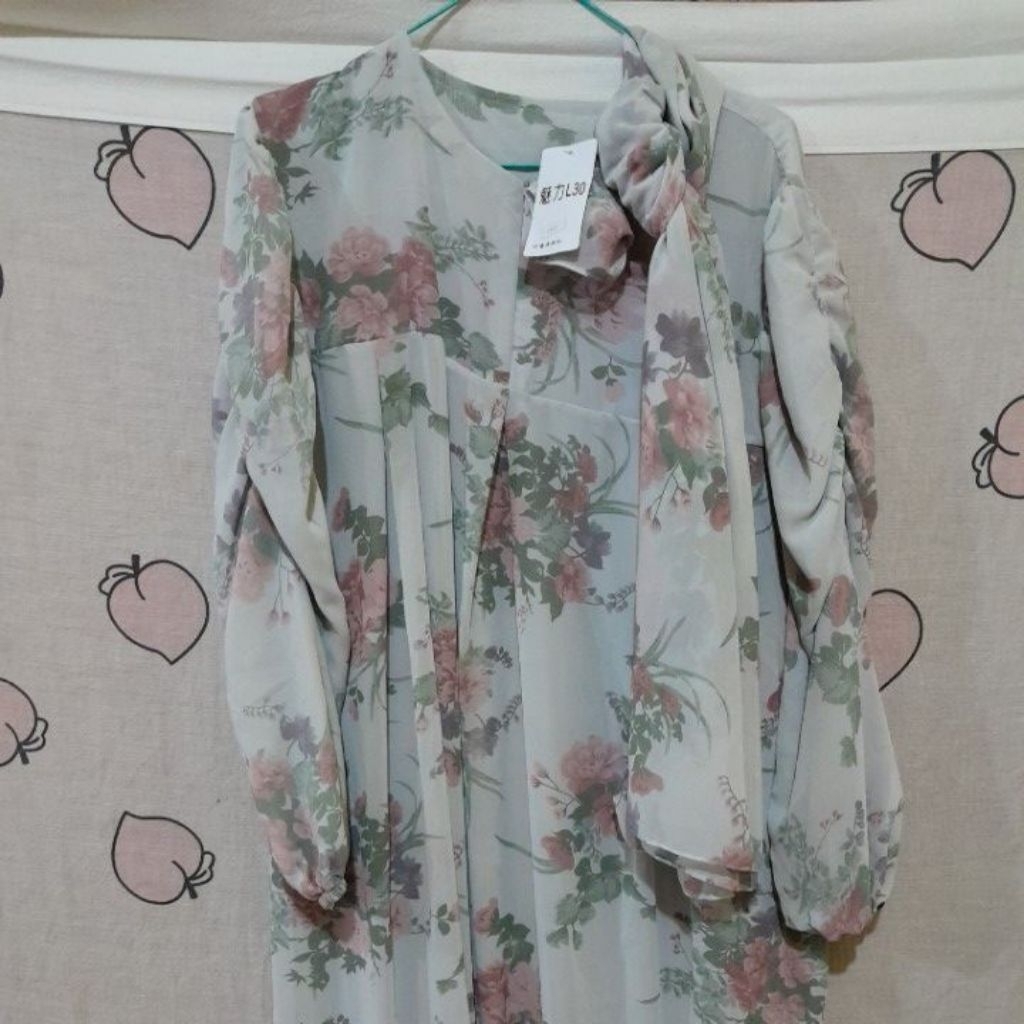 Gamis ceruty motif set jilbab segi empat