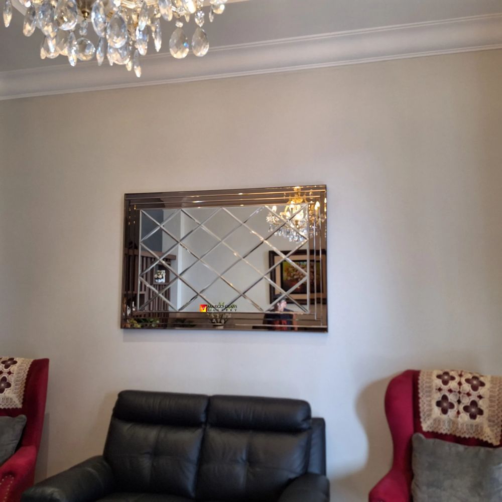 Cermin Dinding Bevel/Kaca Cermin Dinding Frame Pinggir Kaca Cermin Brown