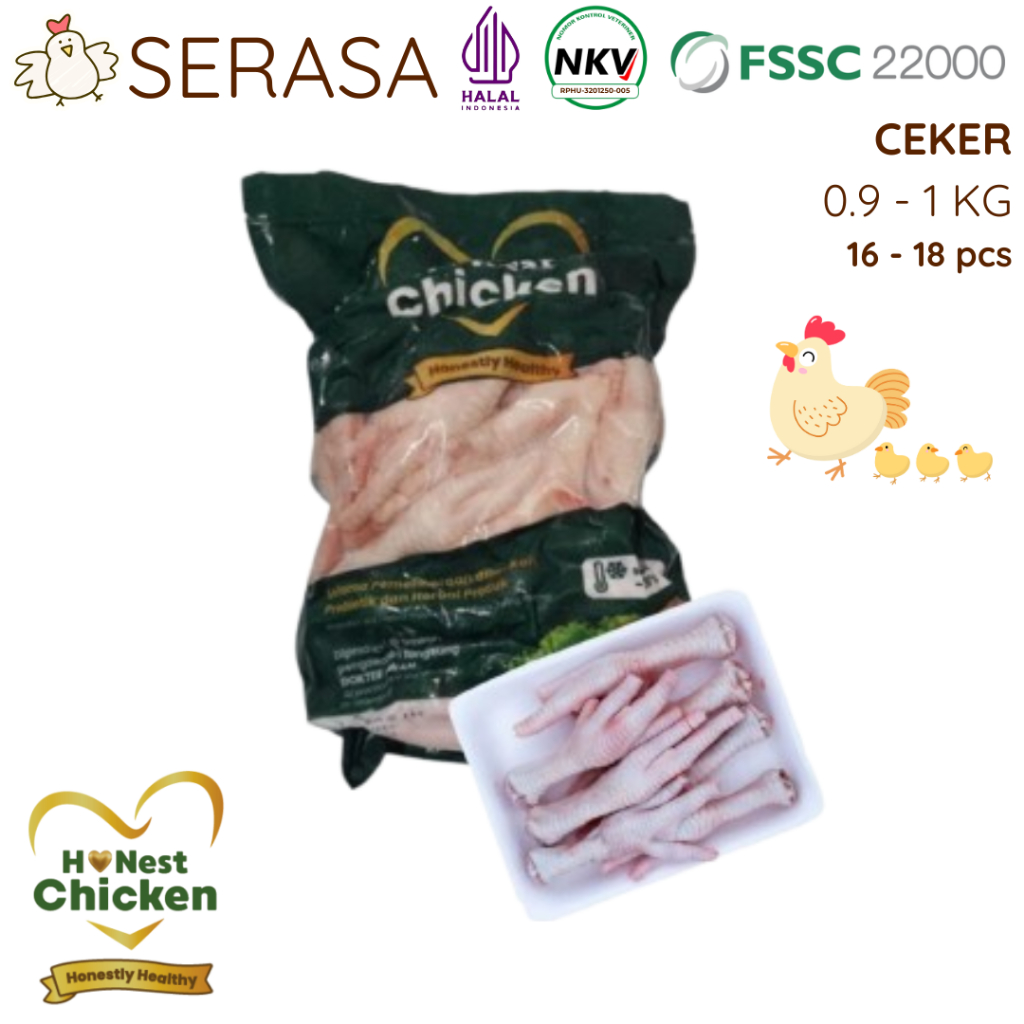 

HONEST CHICKEN DAGING AYAM PROBIOTIK CEKER AYAM HALAL NKV 900 GR - 1000 GR