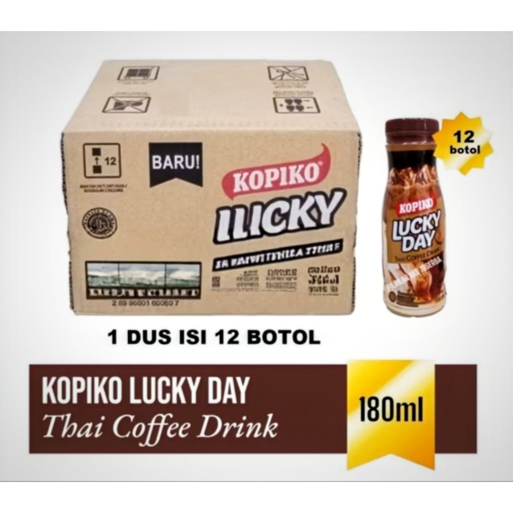 

[1 karton isi 12×180ml] Kopiko Lucky Day Energizing Thai Coffee