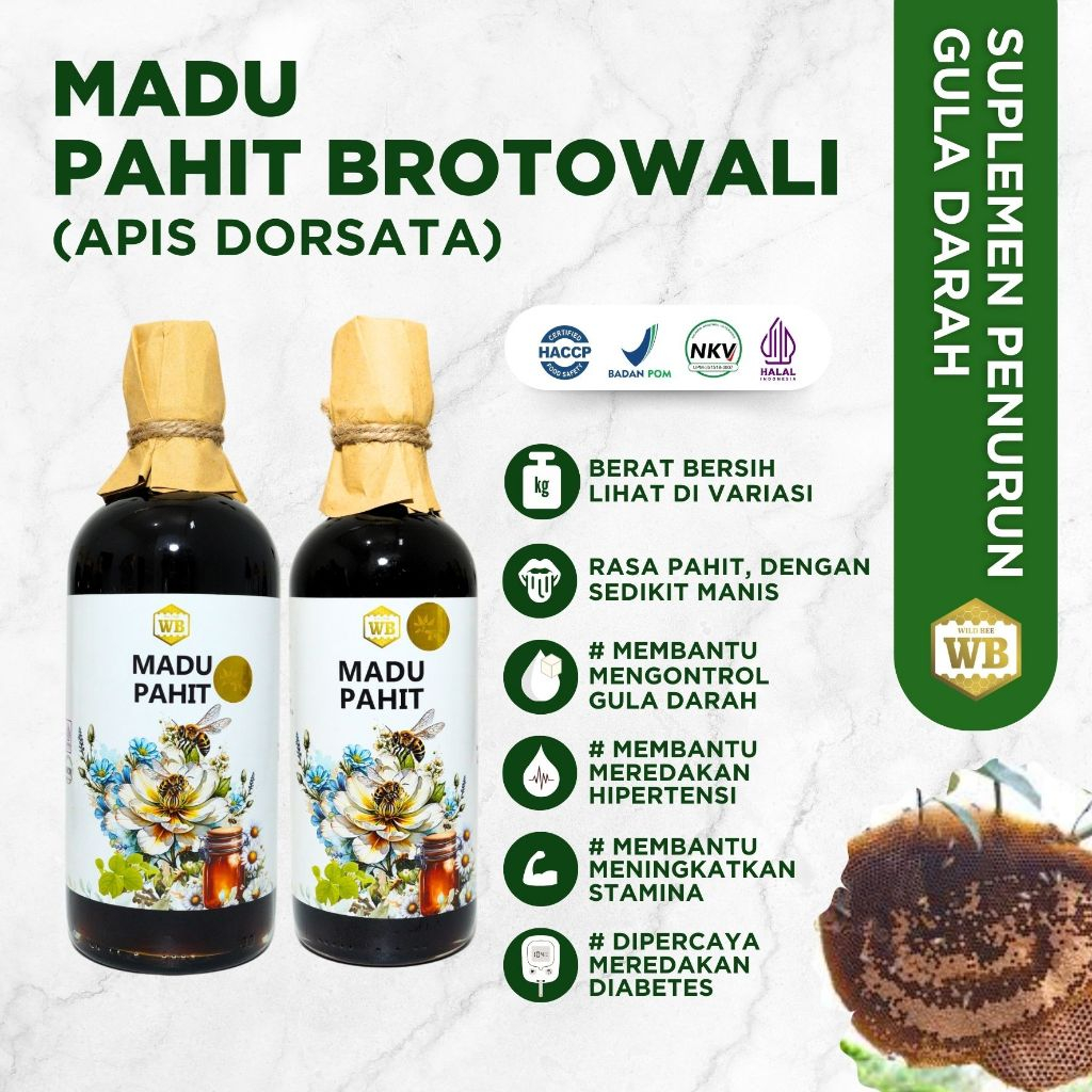 

WB Wild Bee - Madu Pahit Brotowali /Lebah Apis Dorsata - Wild Bee - Kemasan Ekonomi Beli 10 Gratis 1
