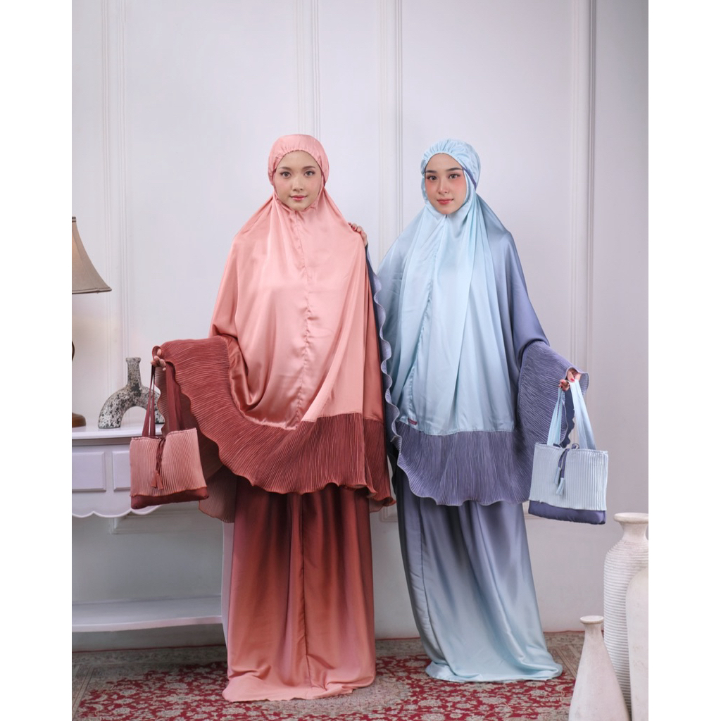 SASHEENA Megumi Mukena Gradasi 2in1 || Rukuh Potongan Dewasa|| Silk ||Premium || Hantaran || Hampers