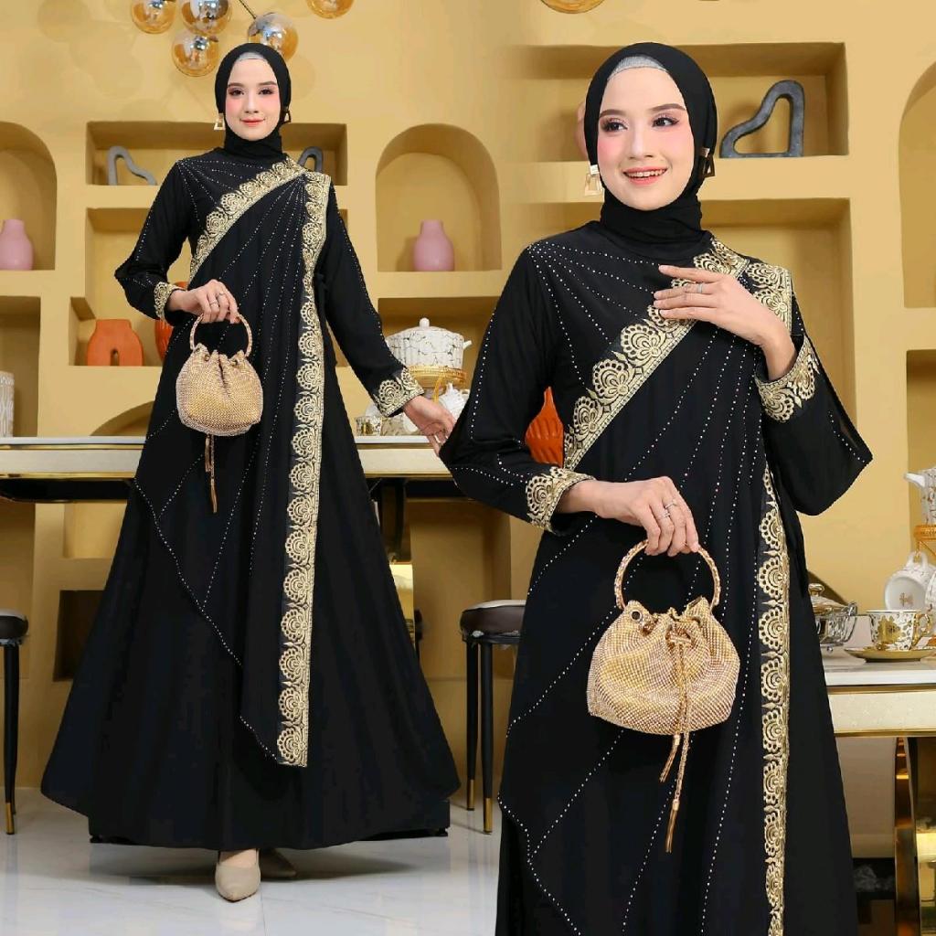 Abaya Jersey Turkey Formal / Gamis Arab terbaru model India Maharani