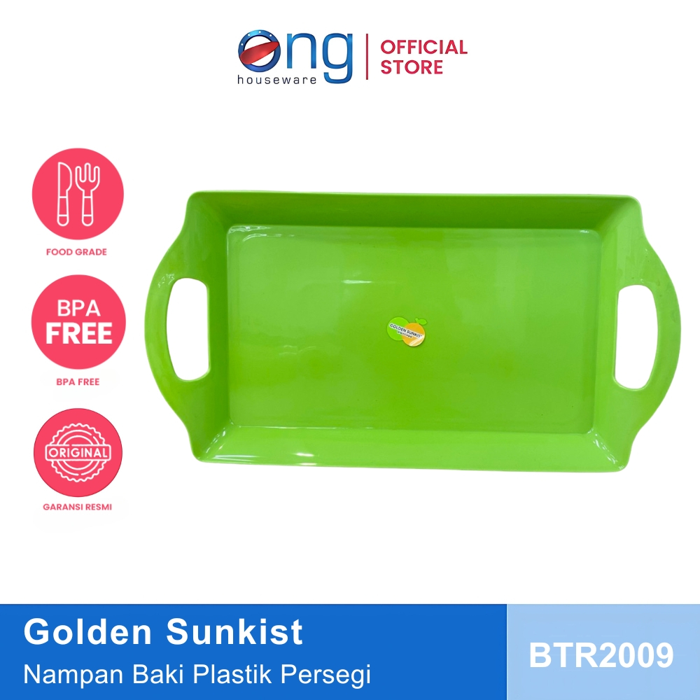 Ong Houseware - Nampan Baki Talam Segi Plastik Golden Sunkist BTR2009