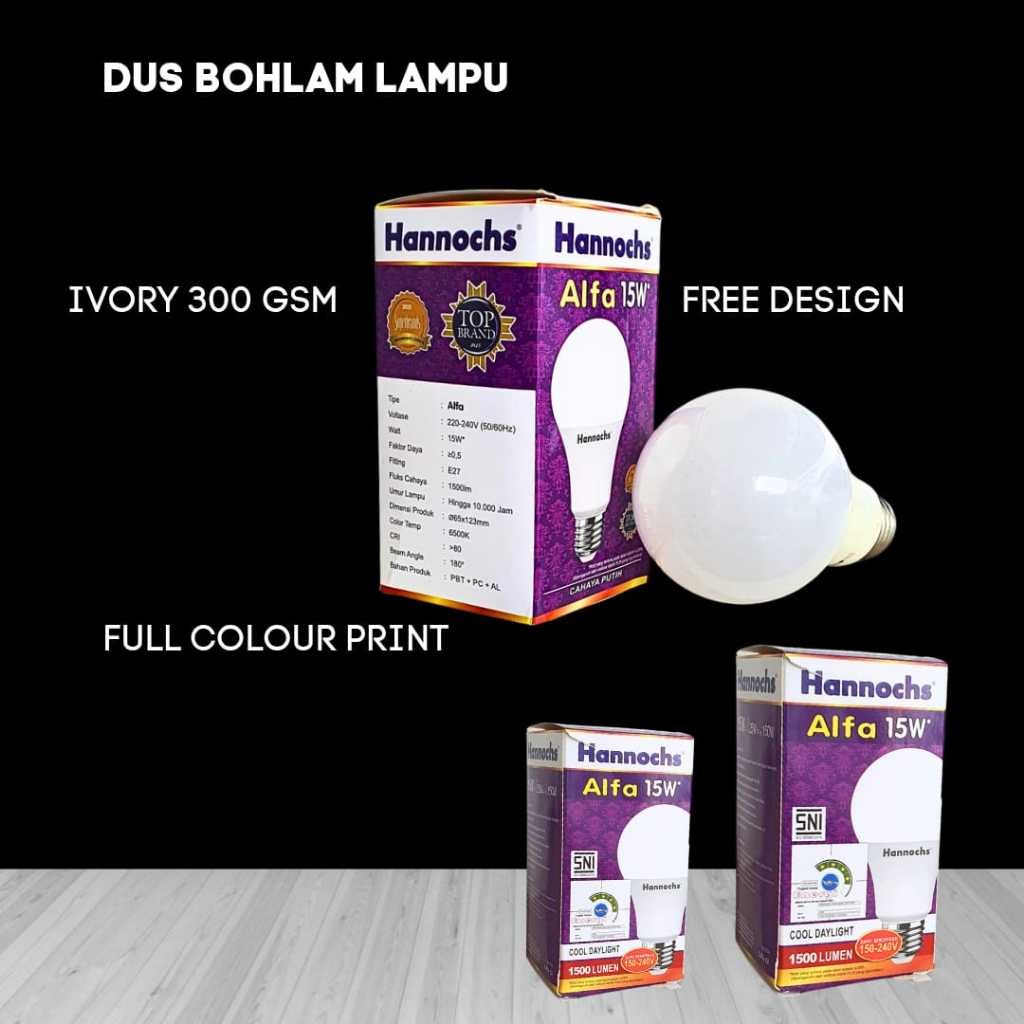 

Box Bohlam Lampu / bulb box 6x6x12.5cm dan 8x8x15cm Custom Desain Ivory 300 gsm