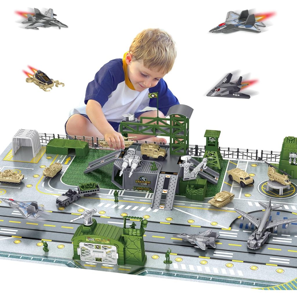 WASAiKA Military Base Toy Sets, Army Toys Playset with Army Men Action Figures