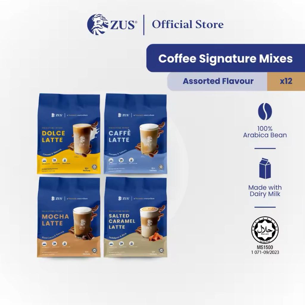 

[READY 18 September 2025] Zus Coffee isi 12 Sachet Kopi Latte / Salted Caramel latte / Mocca Latte / Dolce Latte kopi dari Malaysia