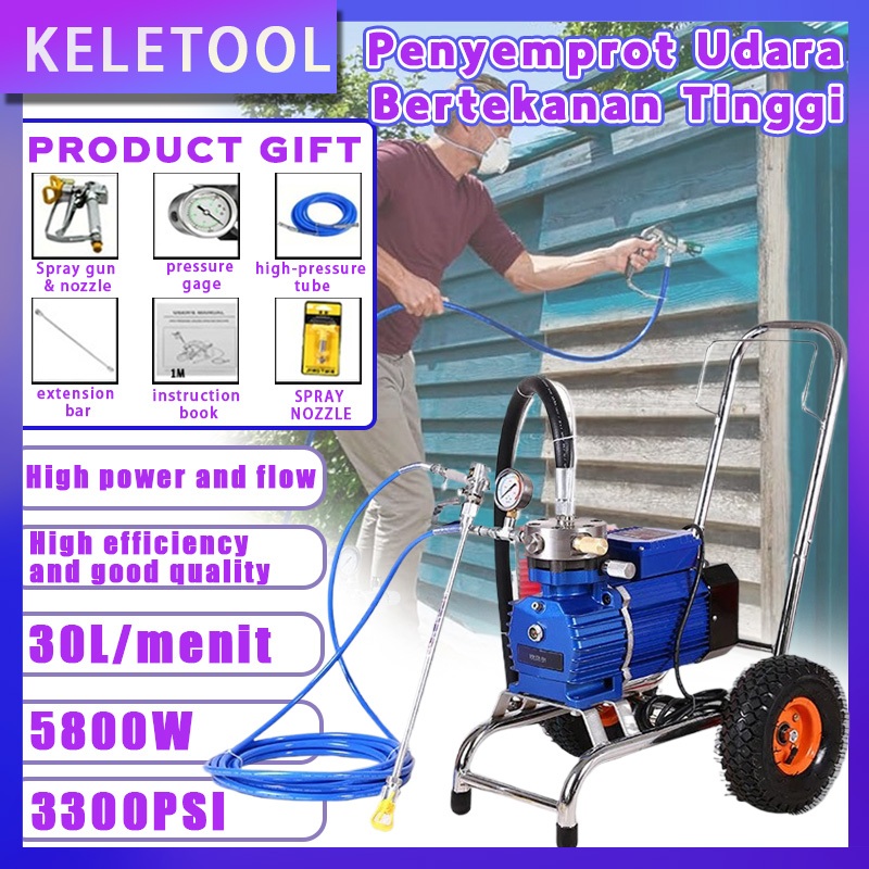 Mesin Semprot Cat Lateks Tekanan Tinggi Listrik Airless Paint Sprayer Genggam Cat Tembok Alat Pengec