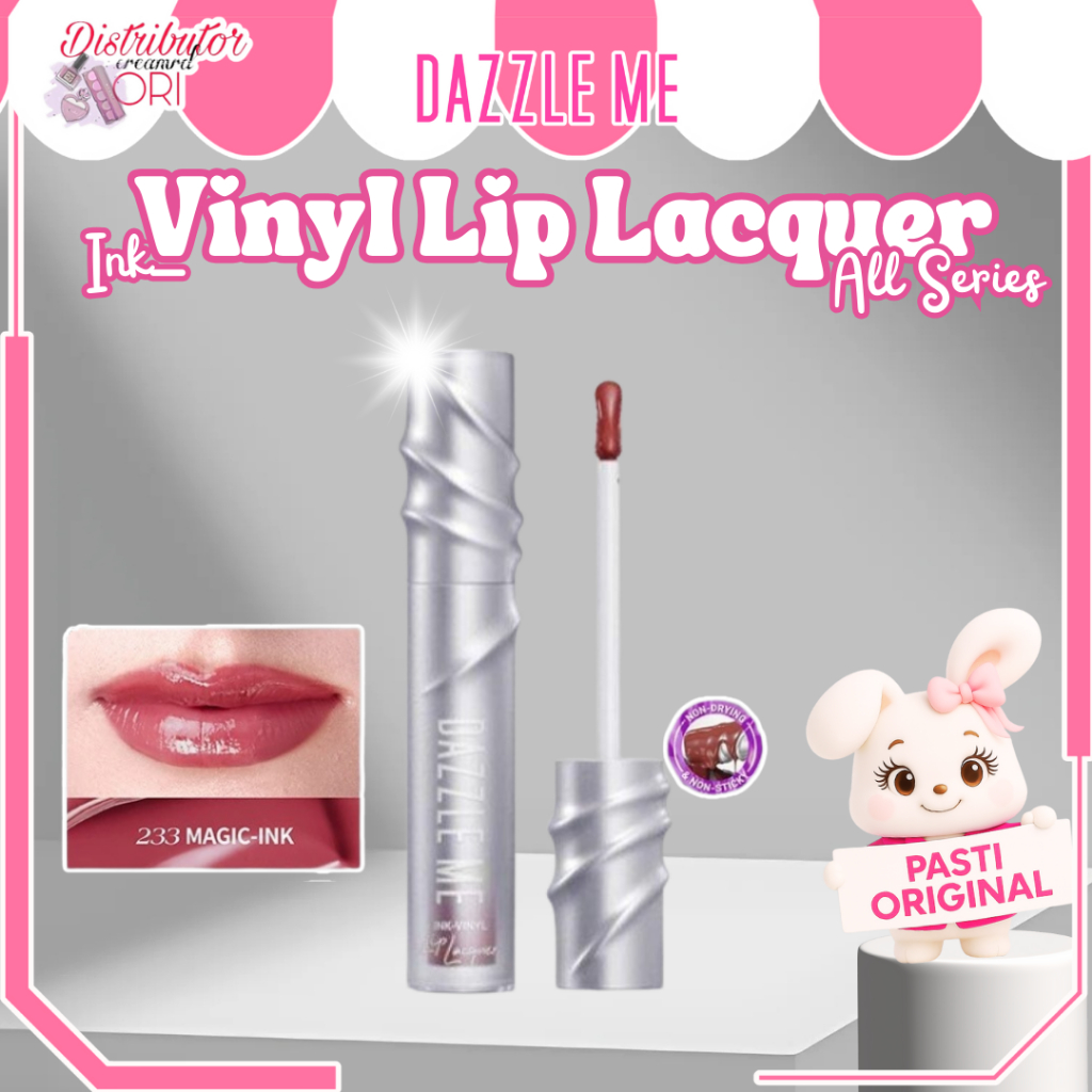 DAZZLE ME Ink-Vinyl Lip Lacquer Lip Cream Lipstik Glossy Tahan Lama 16 Jam Lip Vinyl Transferproof |