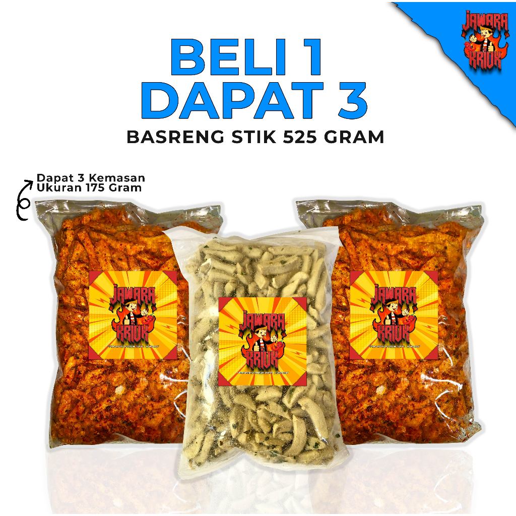 

JAWARAKRIUK - Buy 1 GET 3 BASRENG 525 Gram Baso Goreng Crispy Rasa Original 175gr Pedas 175gr Extrapedas 175gr Bumbu Melimpah