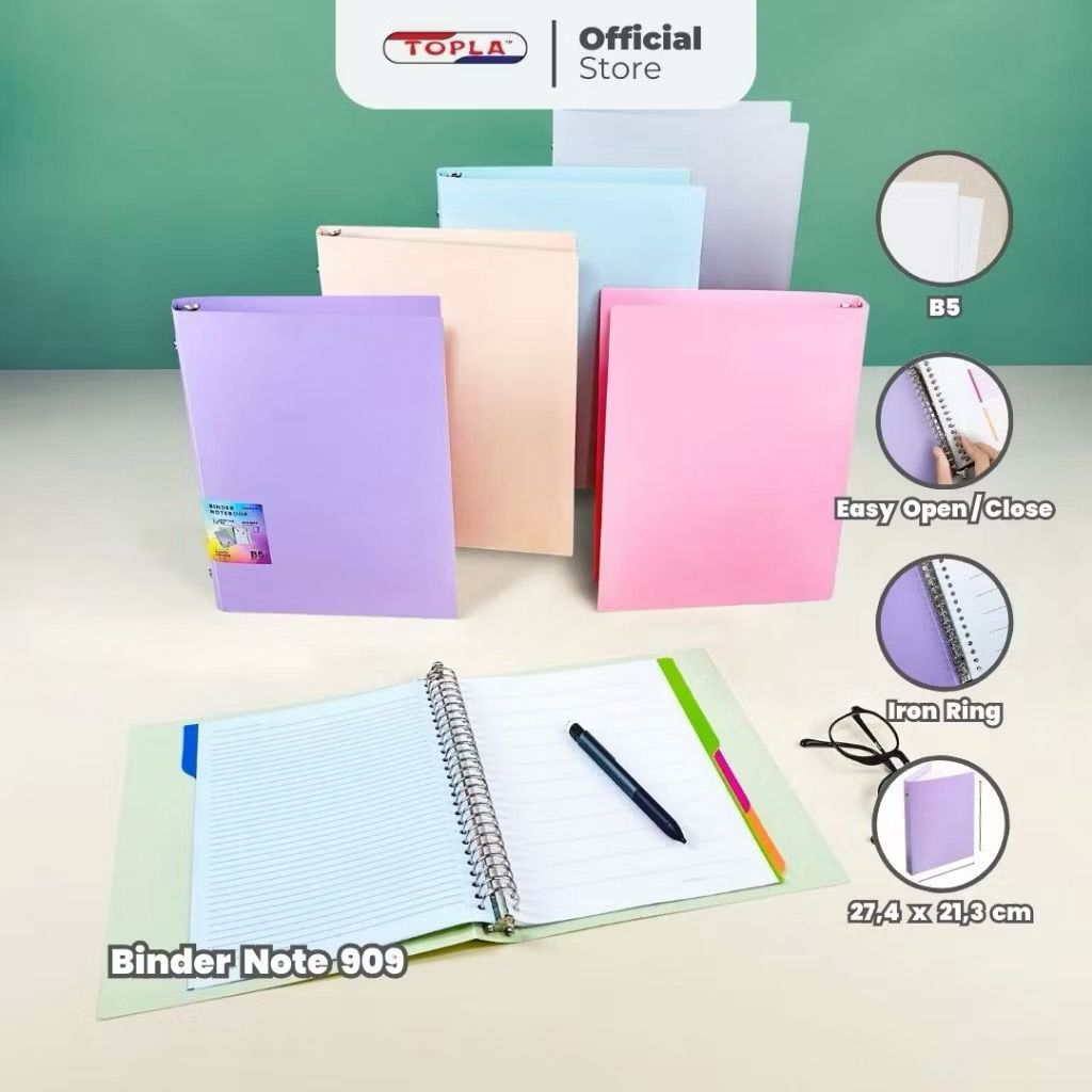 

TOPLA Buku Catatan Topla Binder Note 909 B5 - Warna Pastel, Cocok untuk Sekolah & Kuliah