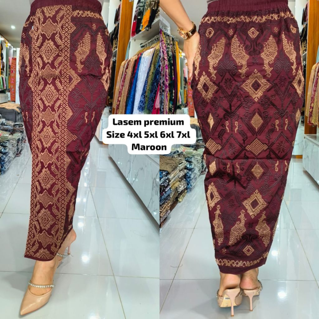 Kamen Jadi Songket Bordir Lasem Melar Ukuran Besar atau Size Jumbo (Size  4XL 5XL 6XL dan 7XL)